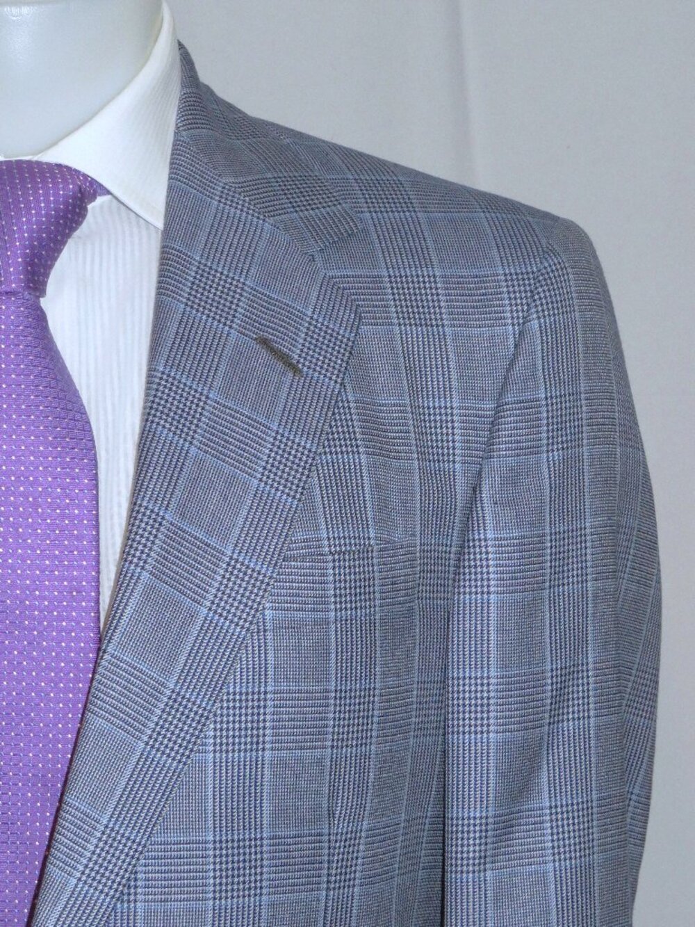 OXXFORD Gibbons Range 6 Silk Blend Blue Plaid Two Button Sport Coat 40R